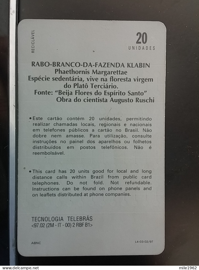T-288 - BRASIL , BRAZIL TELECARD, PHONECARD, BIRD, OISEAU - Brésil