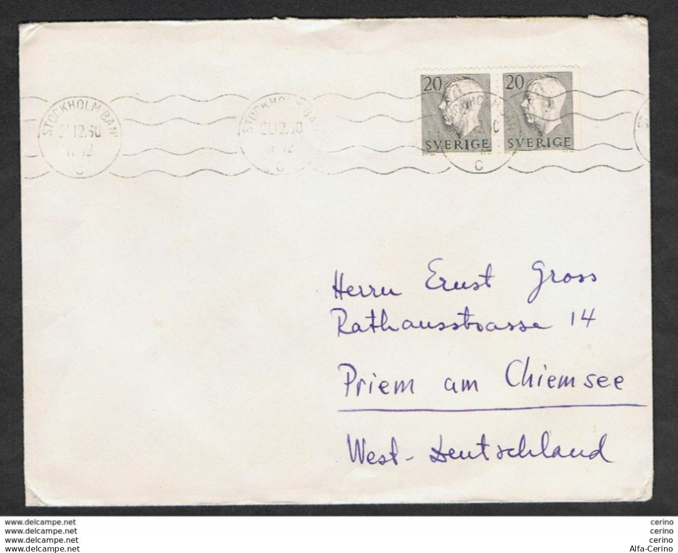 SWEDEN: 1960 COVERT WITH 20 O. BLACK COUPLE (462) - TO GERMANY - Covers & Documents