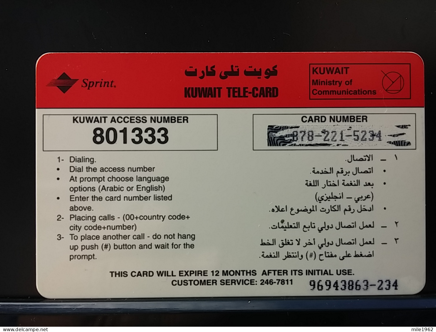 T-289 - KUWAIT TELECARD, PHONECARD, BIRD, OISEAU,  - Kuwait