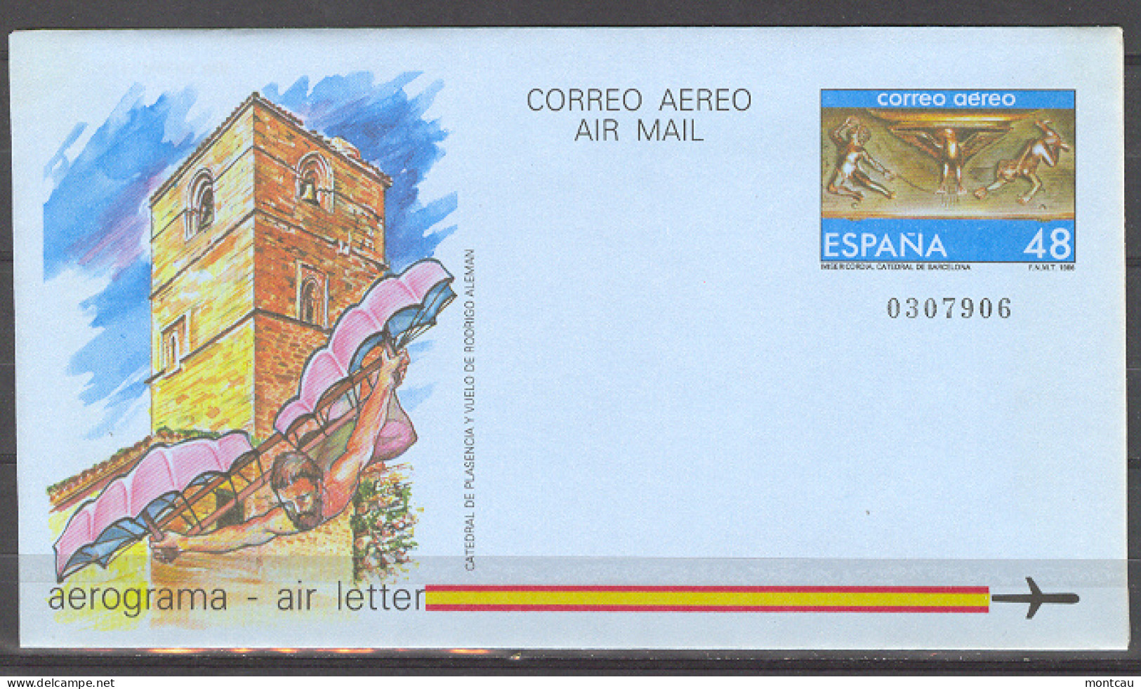 España - Aerograma N. 211 - 1986 - V Rodrigo Aleman - 1931-....