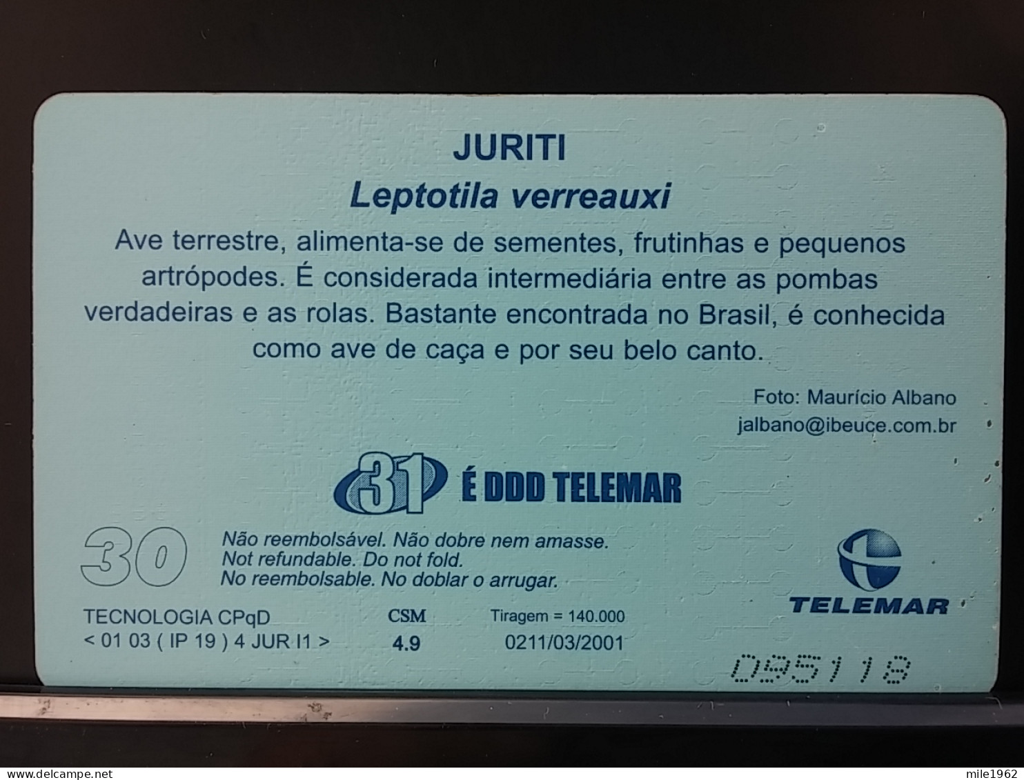 T-290 - BRASIL , BRAZIL TELECARD, PHONECARD, BIRD, OISEAU - Brésil