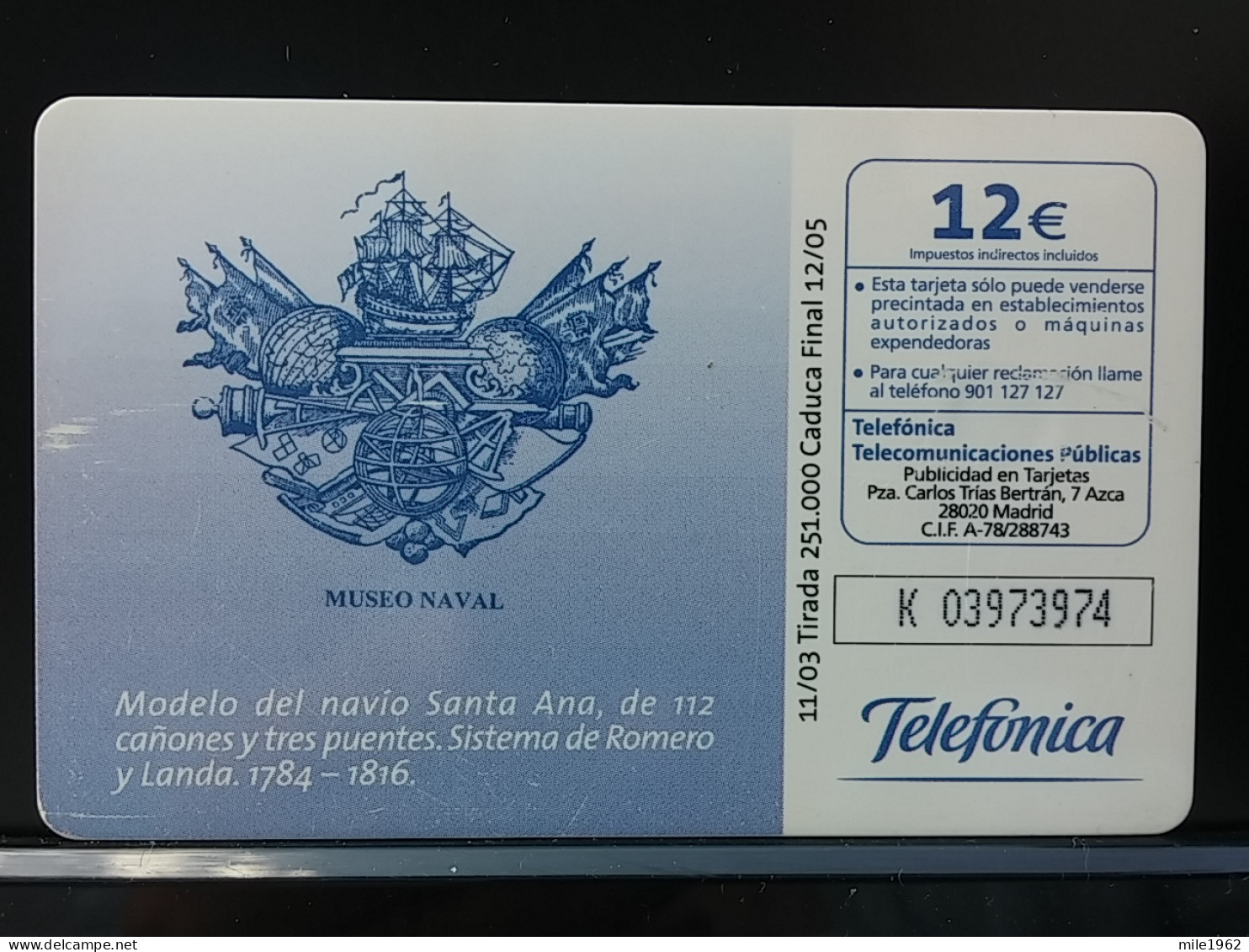 T-292 - SPAIN TELECARD, PHONECARD, SHIP, NAVIRE, SANTA ANA - Andere & Zonder Classificatie