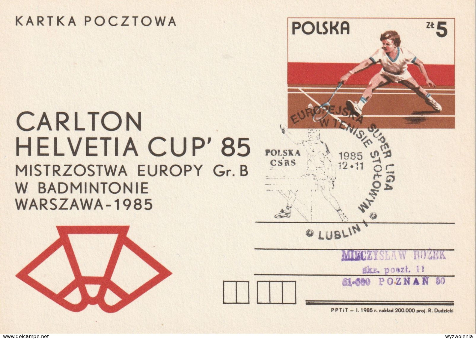 A 776) Badminton - Carlton Helvetia Cup 1985 (GSK); SoSt Lublin Tischtennis Liga - Bádminton