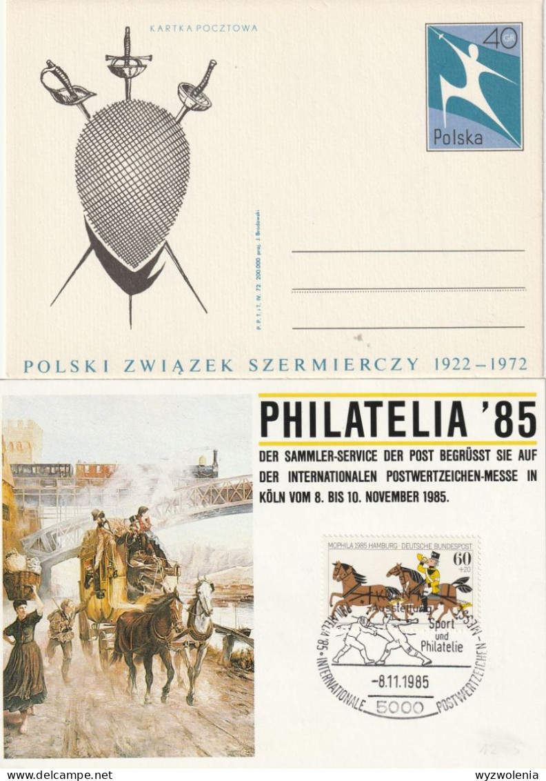 A 780) Fechten: Polen 1972 Mi# P 549 *: 50 Jahre Fecht-Verband; SoSt Köln 1985 - Fechten