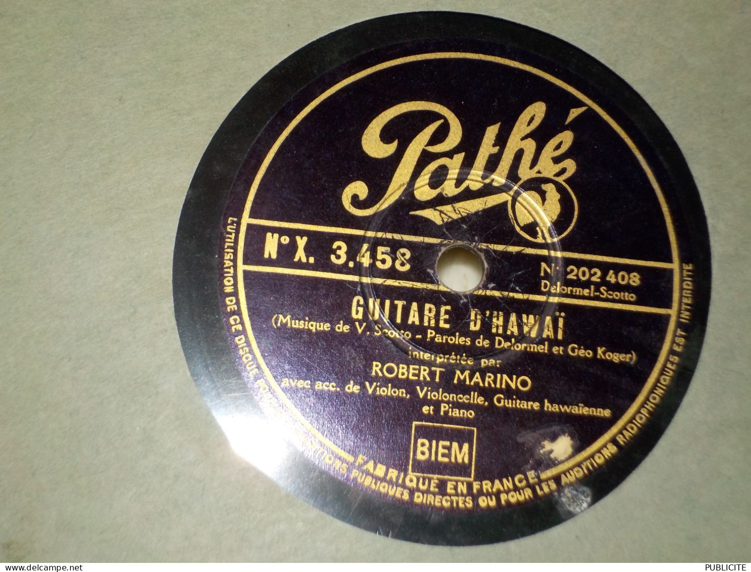 DISQUE 78 TOURS TENOR ROBERT MARINO 192 - 78 Rpm - Schellackplatten