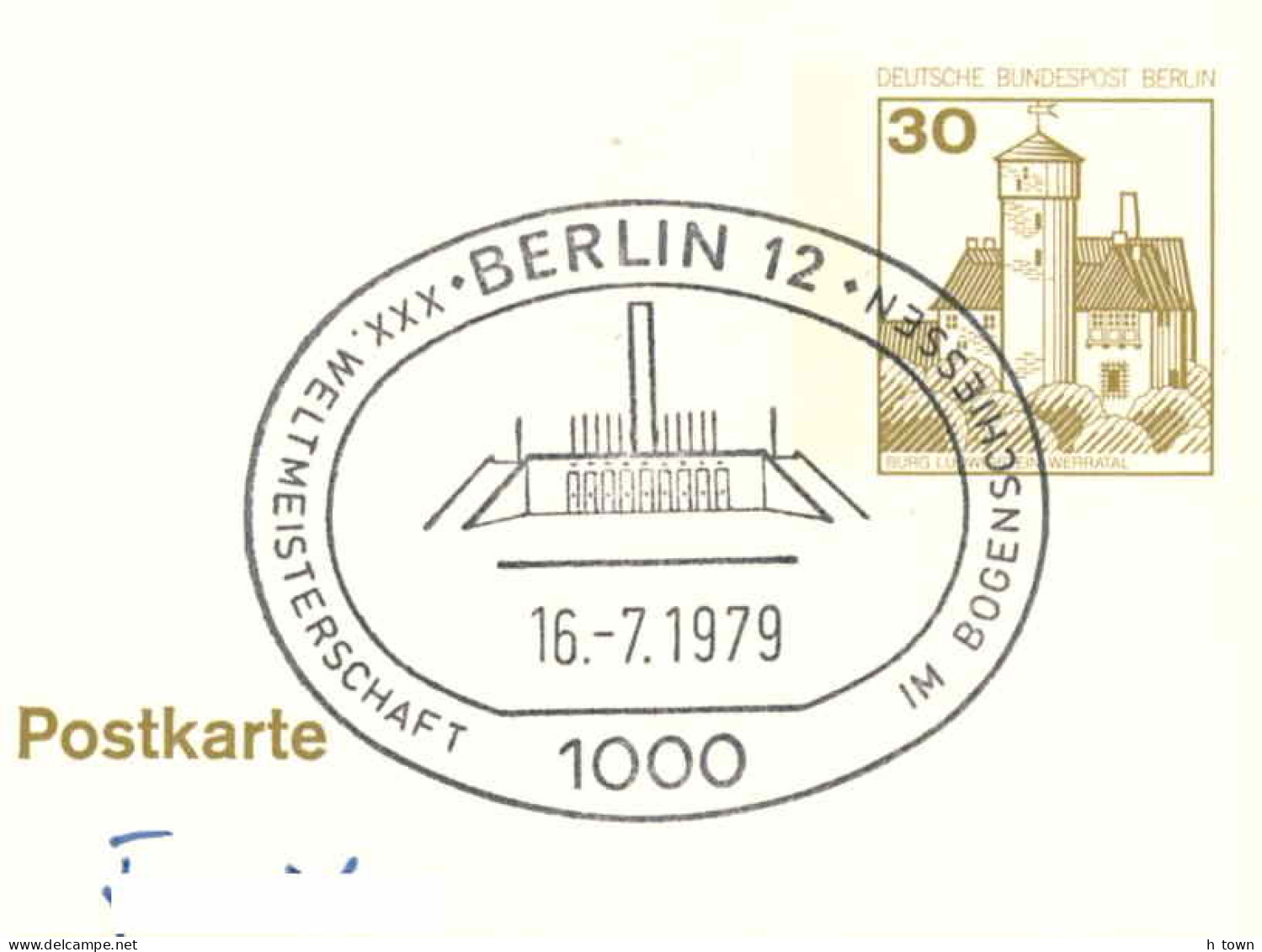 953  Tir à L'arc: Oblit. Temp. D'allemagne, 1979 - Archery World Championship Berlin: Pictorial Cancel From Germany - Tir à L'Arc