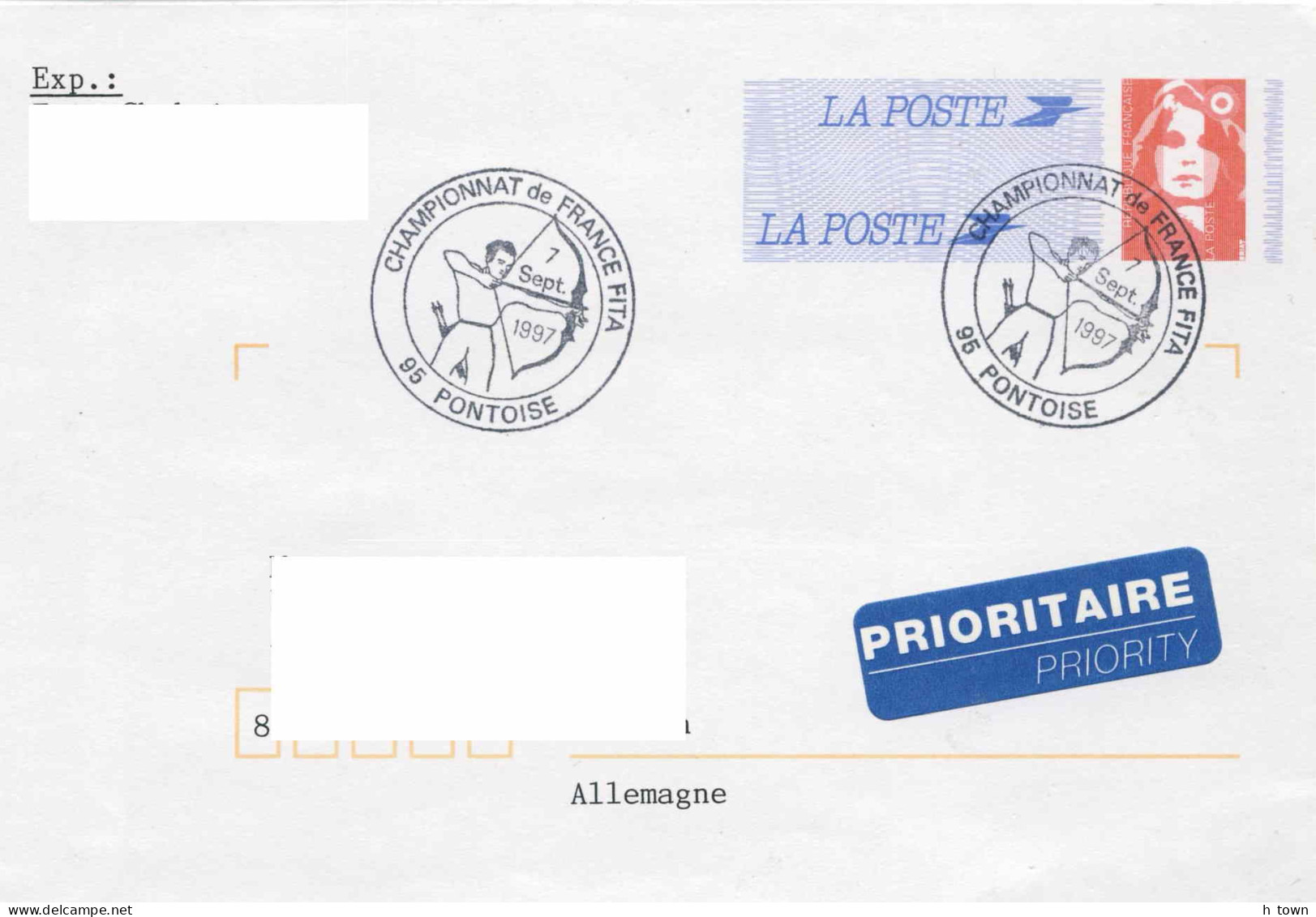 953  Tir à L'arc: Oblitération Temporaire Pontoise, 1997 - Archery Pictorial Cancel From France - Tir à L'Arc