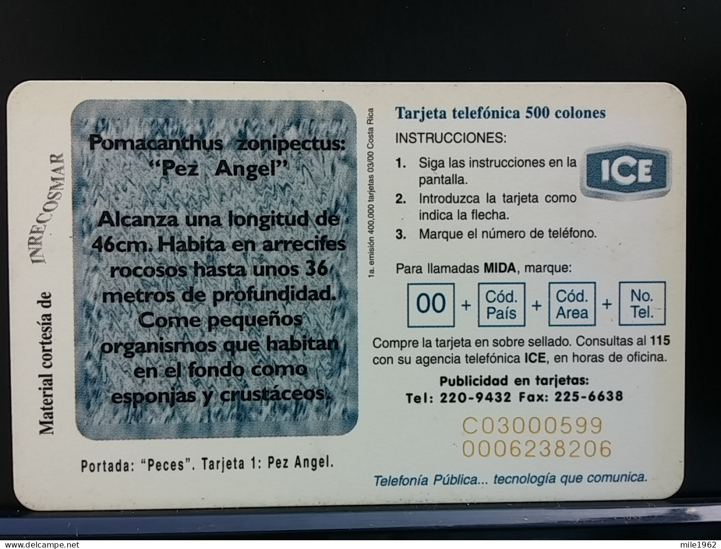 T-301 - COSTA RICA TELECARD, PHONECARD, FISH, POISON - Costa Rica