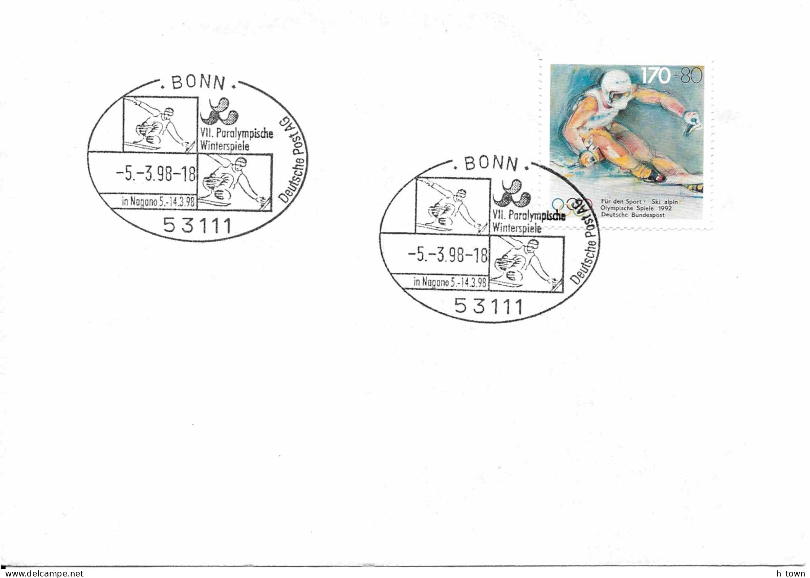 133  Jeux Paralympiques D'hiver 1998 - Winter Paralympic Games Nagano, Ski: Pictorial Cancel From Germany - Inverno1998: Nagano
