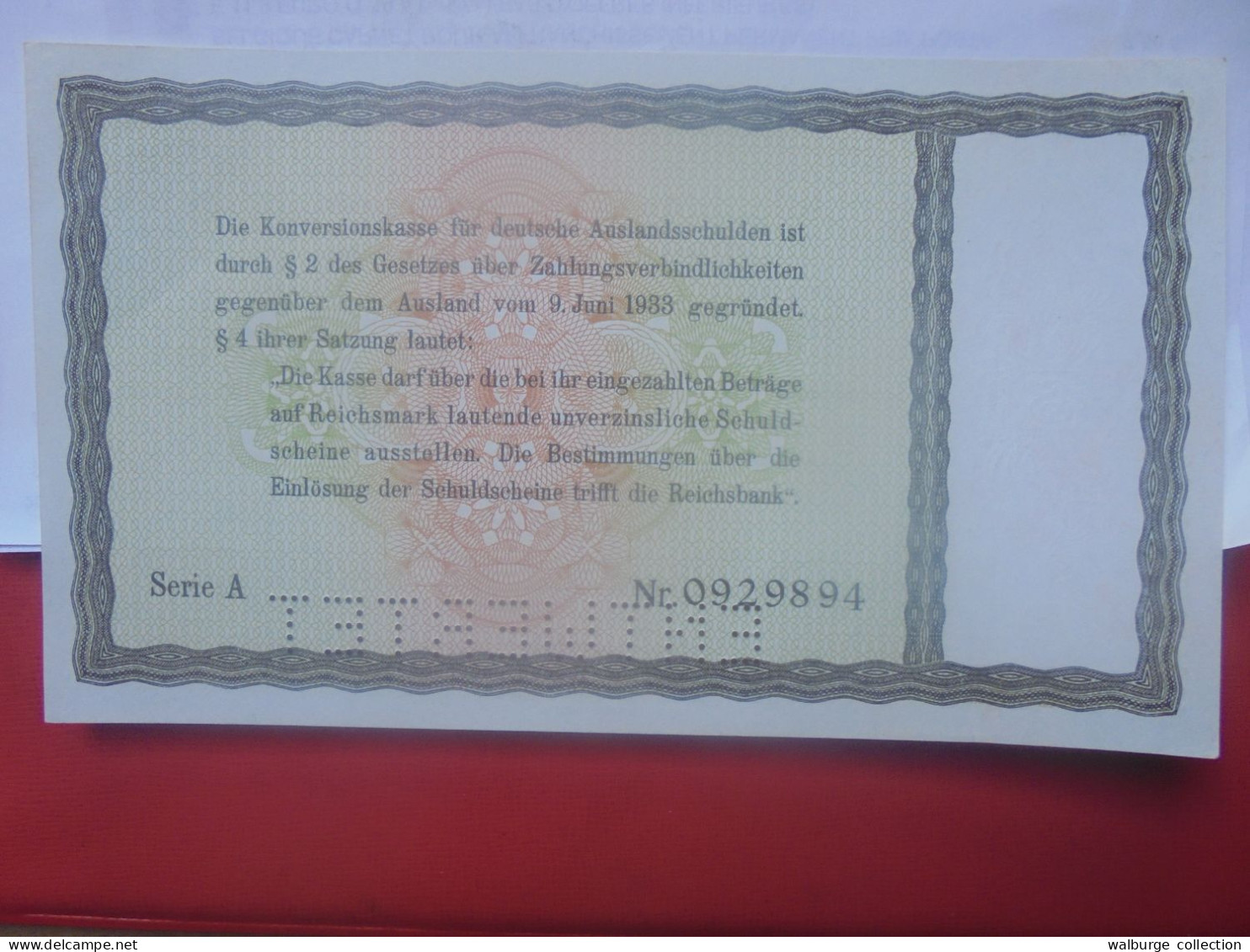 3eme REICH (KONVERSIONKASSE) 5 REICHSMARK 28-8-1933 "ENTWERTET - DEVALUE" Neuf (ALL.1) - 5 Reichsmark