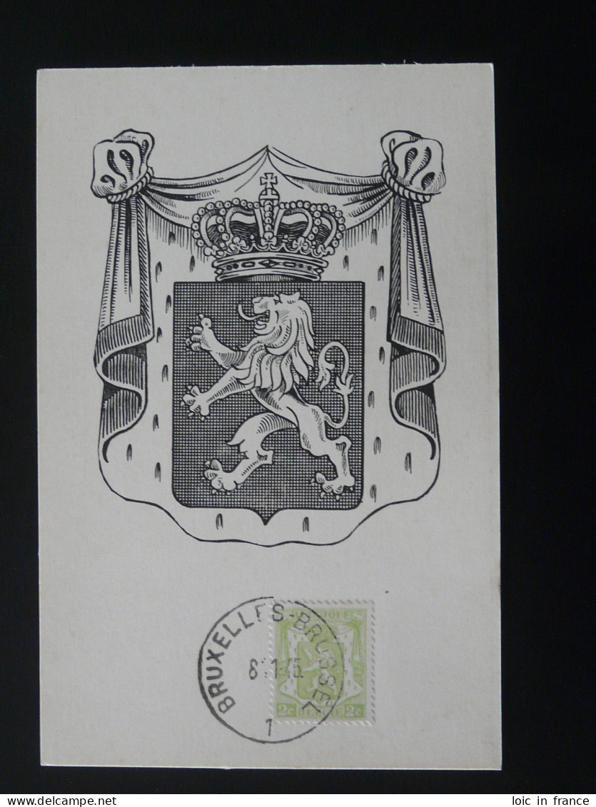 Carte Maximum Card Blason Armoiries Coat Of Arms Lion Belgique 1945 - 1934-1951