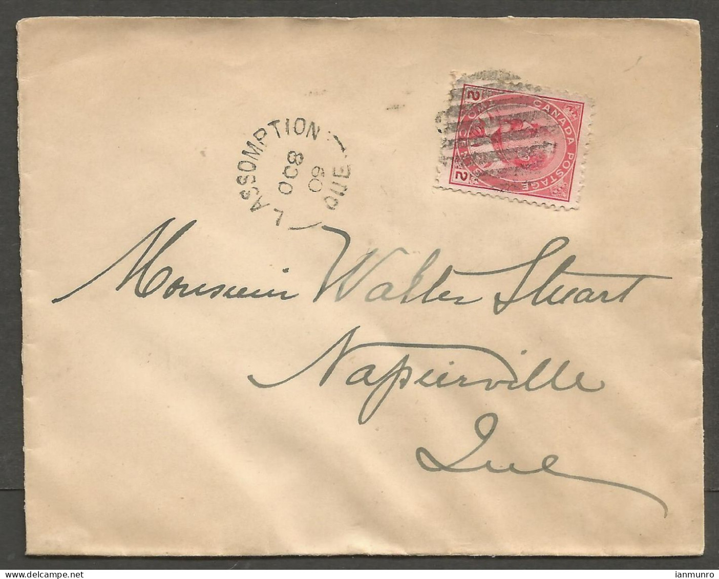 1909 Cover 2c Edward Split Ring L'assomption Quebec - Postgeschiedenis