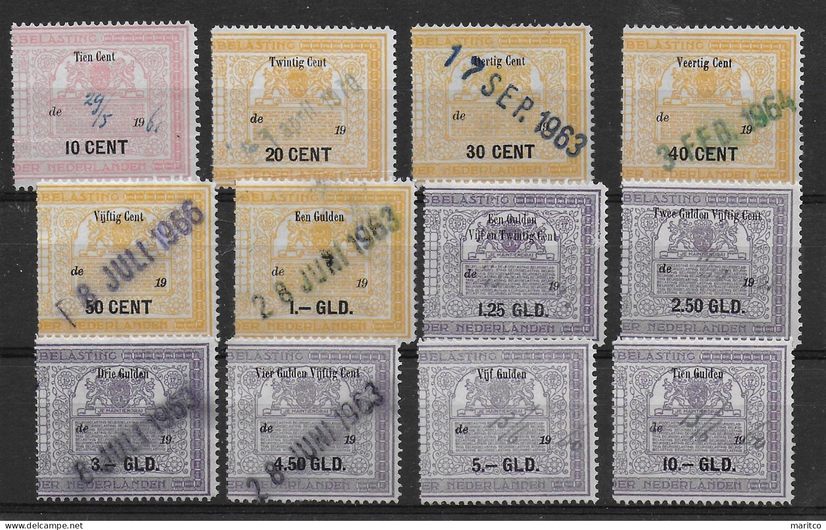 Netherlands Nederland  Fiscal Fiskal Stempelmarken Revenue Stamps Beursbelasting 1957 Lot - Revenue Stamps