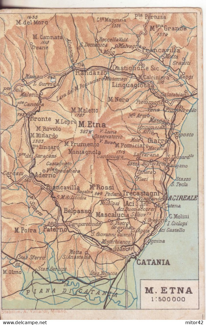 479*-Acireale:Cartina Geografica Dell' Etna E Dei Paesi Etnei - Acireale