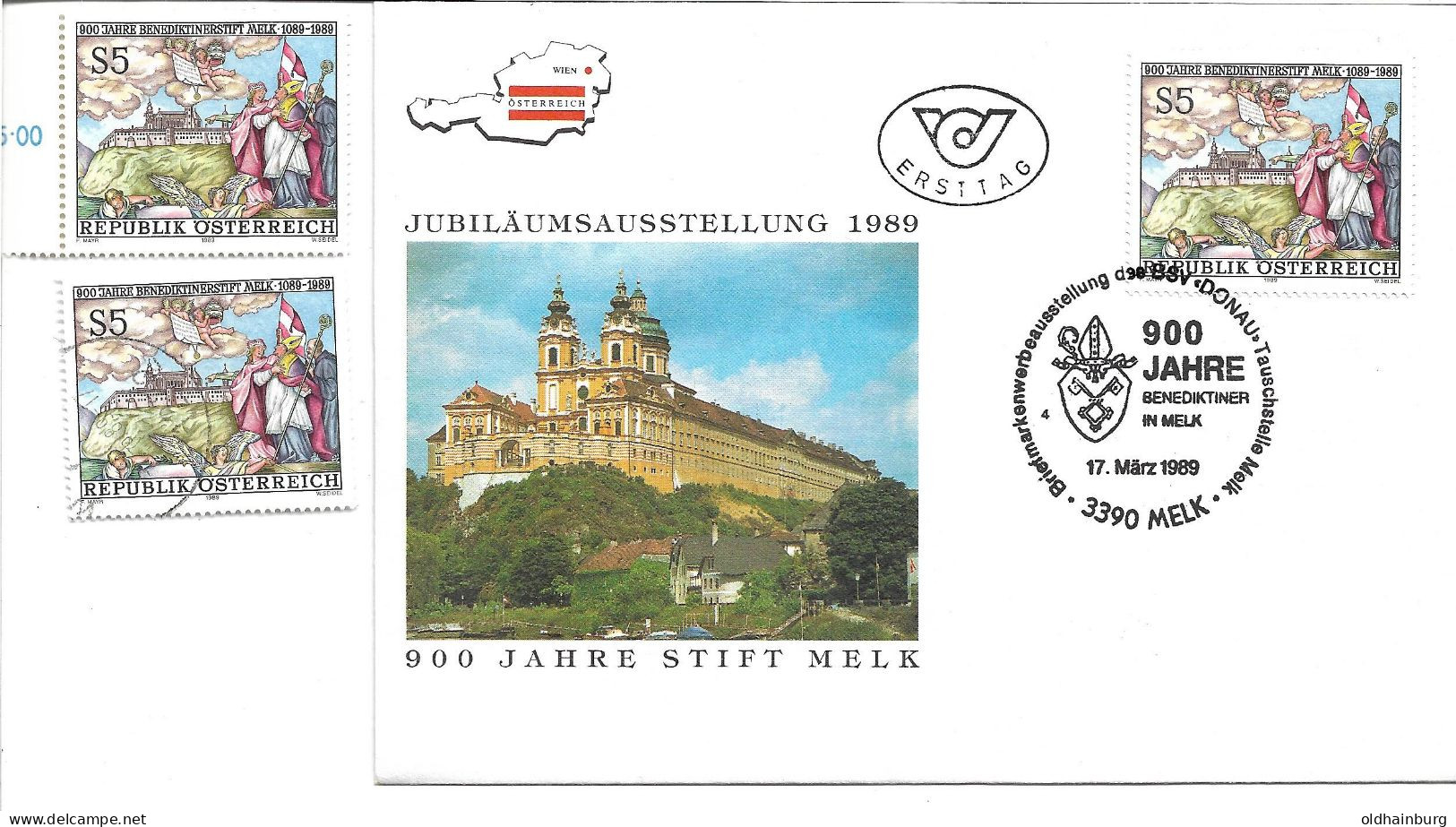 2380j: Österreich 1989, 900 Jahre Benediktinerstift Melk, Auf FDC Plus ** Ausgabe - Klöster