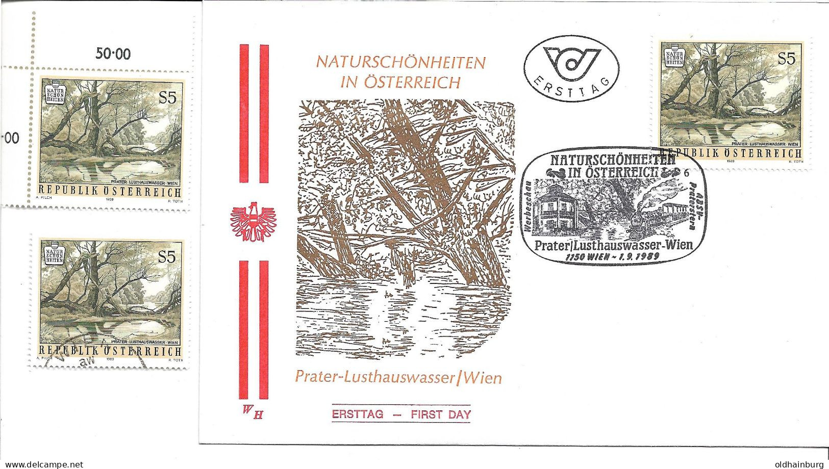 2380f: Österreich 1989, Naturschönheiten Prater- Lusthauswasser, FDC Plus **/o Marken - Prater