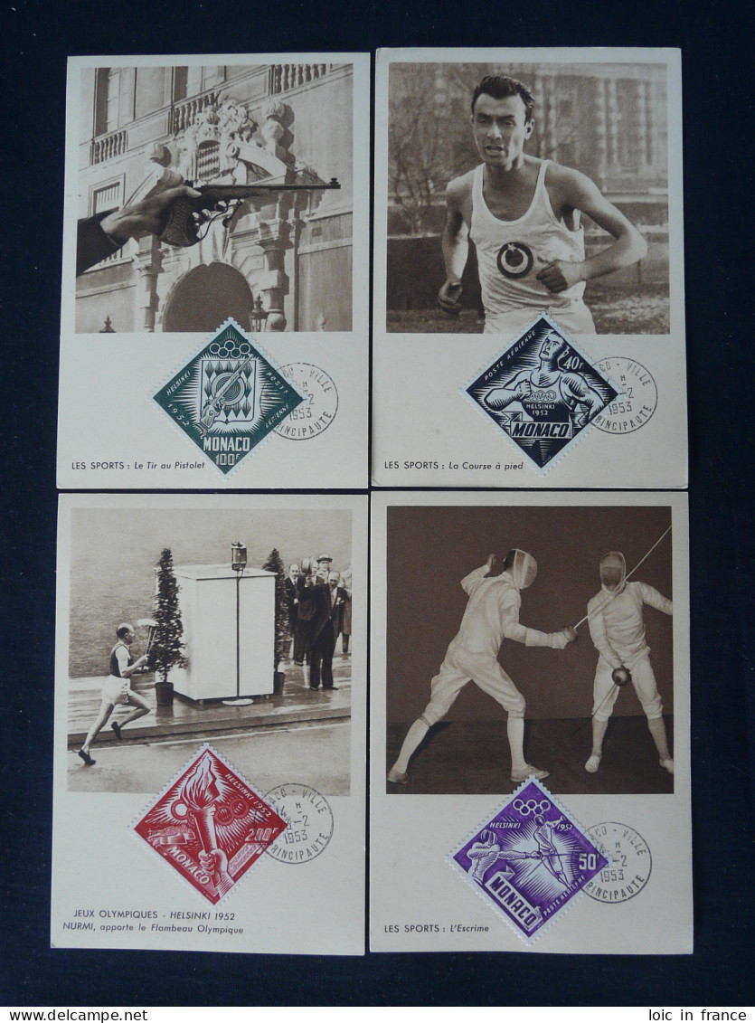 Série De 10 Cartes Maximum Set Of 10 Cards Jeux Olympiques Helsinki 1952 Olympic Games Monaco - Sommer 1952: Helsinki