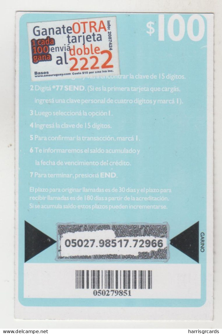 URUGUAY - Nuñez Turismo 20% Descuento, Laguna De Salto With Sticker, 100 $ , ANCEL Maxi GSM Refill Card, Used - Uruguay