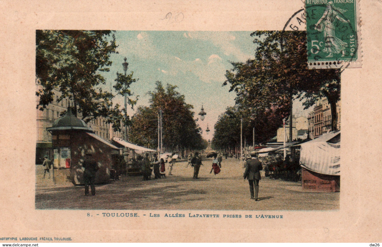 Toulouse (Haute-Garonne) Les Allées Lafayette Prises De L'Avenue - Phototypie Labouche - Carte L.F. Colorisée N° 8 - Toulouse