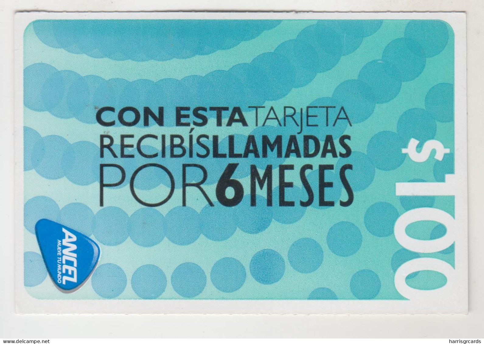 URUGUAY - Con Esta Tarjeta Recibís Llamadas Por 6 Meses , 100 $ , ANCEL Maxi GSM Refill Card, Used - Uruguay