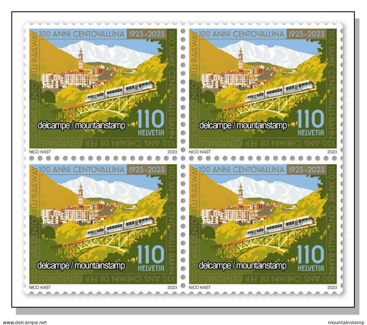 Switzerland 2023 (2023/3) 100 Years Centovalli Eisenbahn Railway Train Chemin De Fer Mountains Berge Montagne - MNH ** - Nuovi