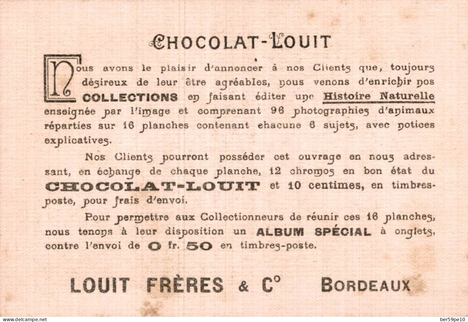 CHROMO CHOCOLAT LOUIT RETOUR DU PERE - Louit