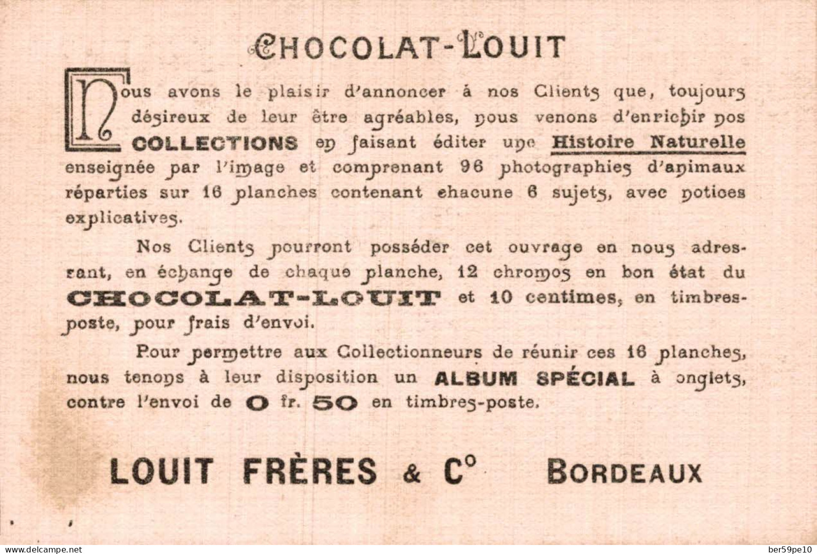 CHROMO CHOCOLAT LOUIT TENEZ VOUS BIEN - Louit