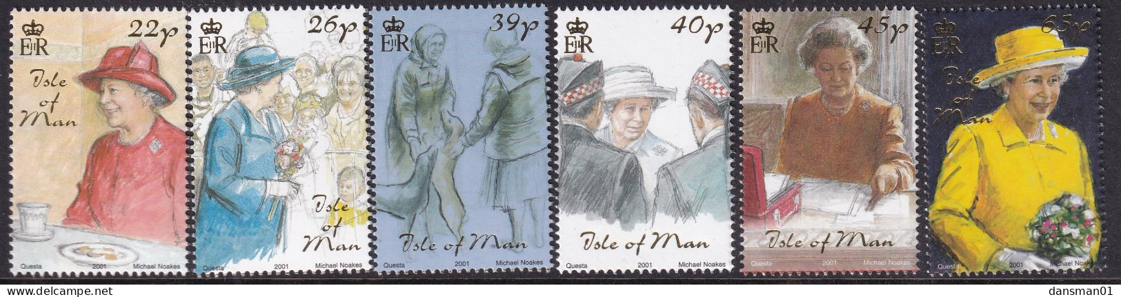 Isle Of Man 2001 50th Anniv QEII Sc 929-34 Mint Never Hinged - Man (Ile De)