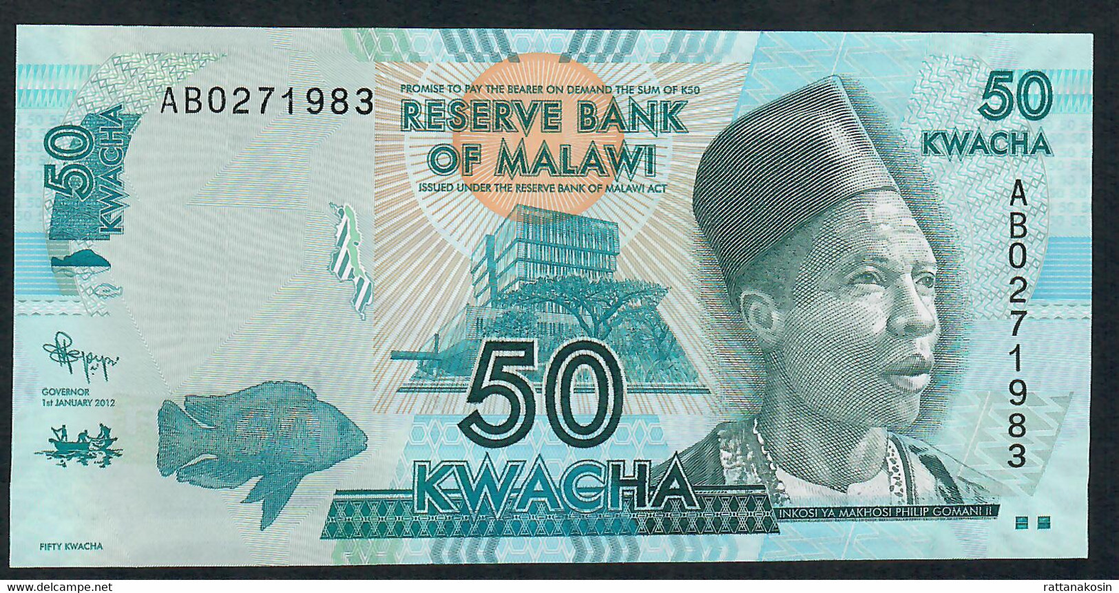 MALAWI      P58a    50  KWACHA  2012  #AB        UNC. - Malawi