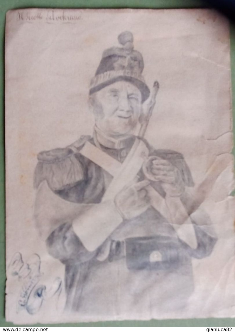 Disegno A Matita Di Ufficiale Del Genio Francese Fine ‘800 (D192) Come Da Foto Guerra Franco/prussiana Del 1870 20x15 Cm - Dibujos