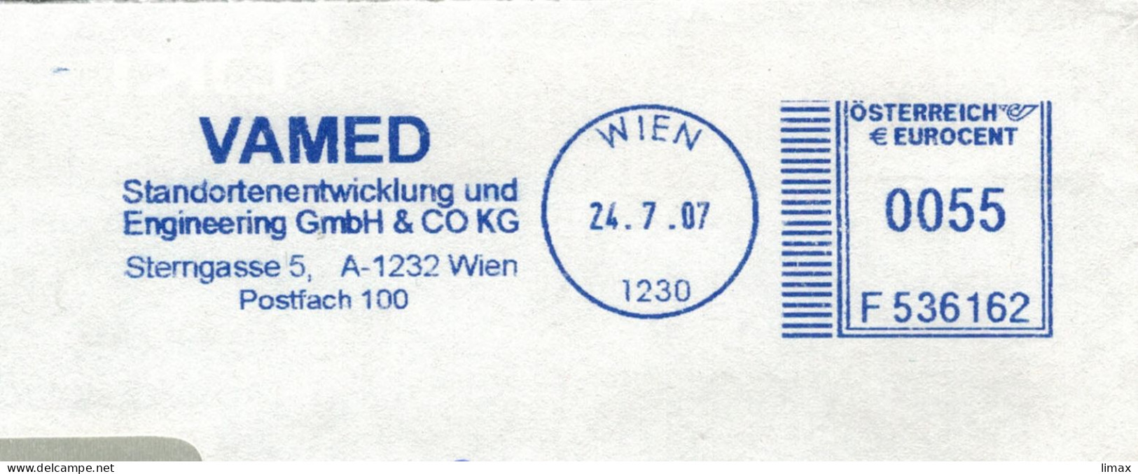 VAMED Standort-Entwicklung & Engineering Gmbh Wien Stern-Gasse 1232 Wien 2007 Fertigstellung Allgemeines Krankenhaus AKH - Maschinenstempel (EMA)