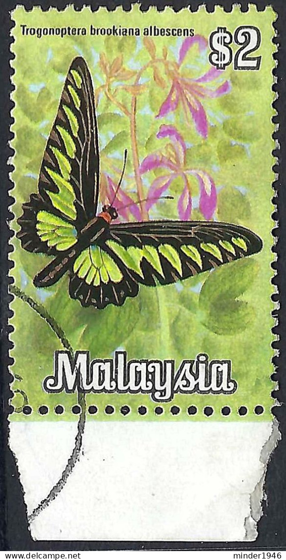 MALAYSIA 1970 $2 Multicoloured, Butterfly SG69 FU With Bottom Gutter - Malaysia (1964-...)