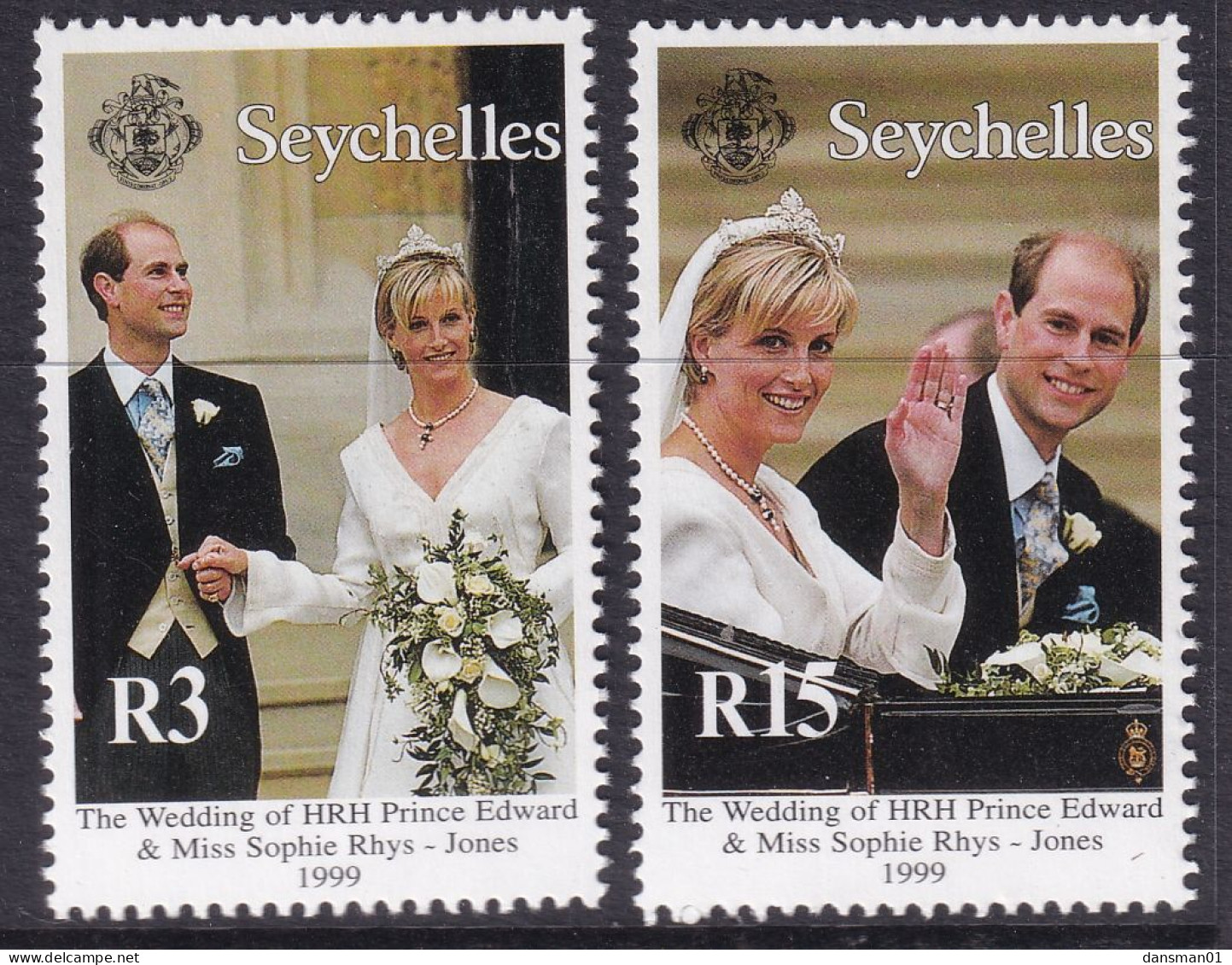 Seychelles 1999 Royal Wedding Sc 809-10 Mint Never Hinged - Seychelles (1976-...)