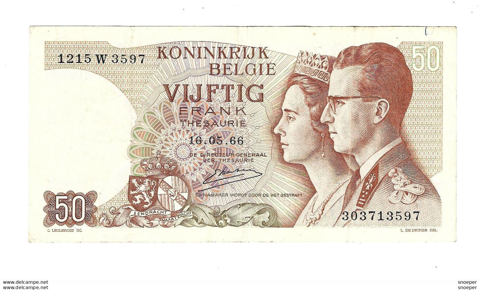 *Belguim 50 Francs 1966   Kestens   139b - 50 Franchi