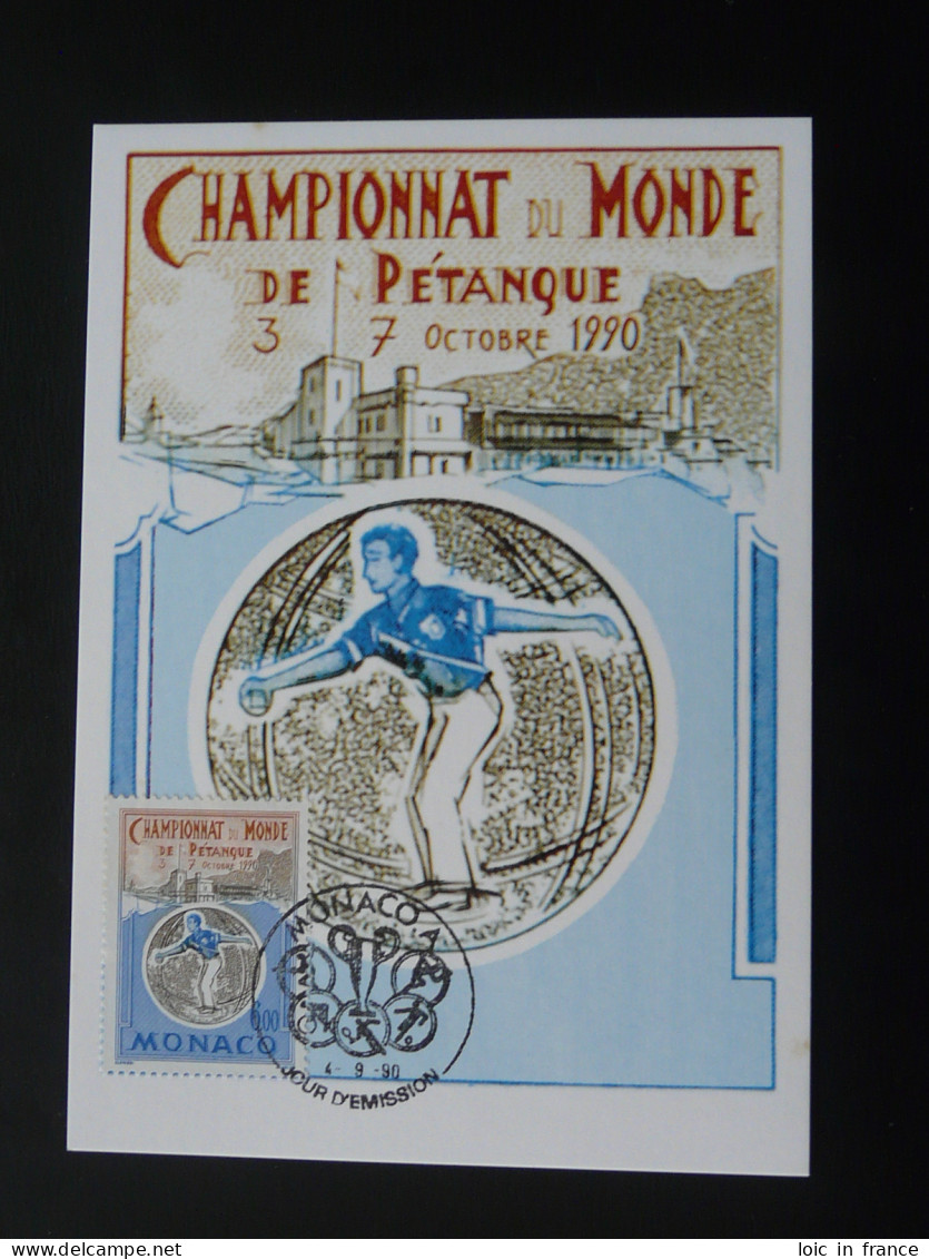 Carte Maximum Card Championnat Du Monde Pétanque Monaco 1990 - Pétanque