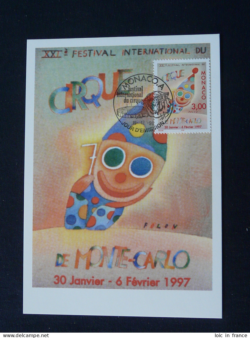 Carte Maximum Card Festival Du Cirque 1997 Circus Monaco 1996 - Zirkus