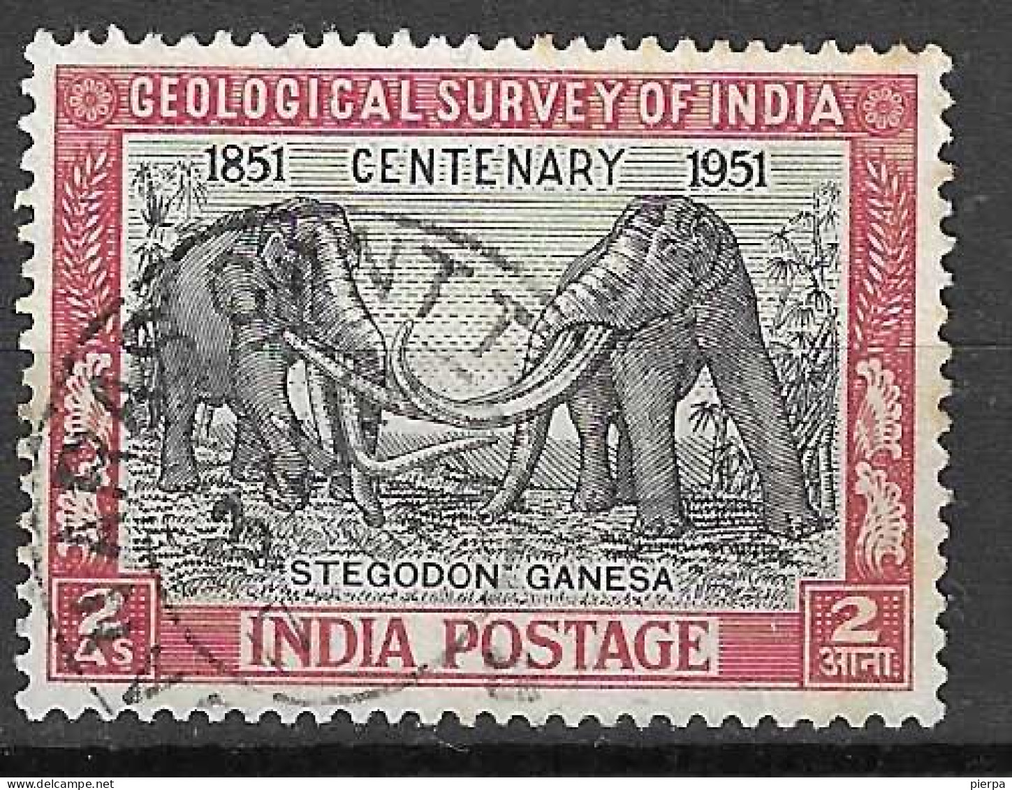 INDIA - 1951 - SERVIZIO GEOLOGICO - ELEFANTI - USATO (YVERT 31- MICHEL 218) - Usati