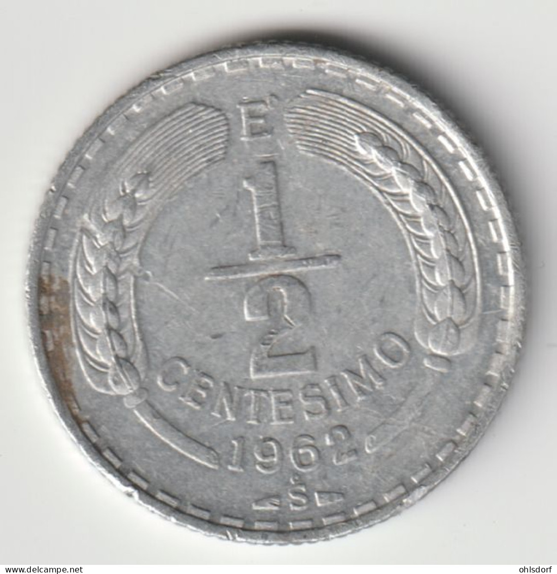 CHILE 1962: 1/2 Centesimo, KM 192 - Chili