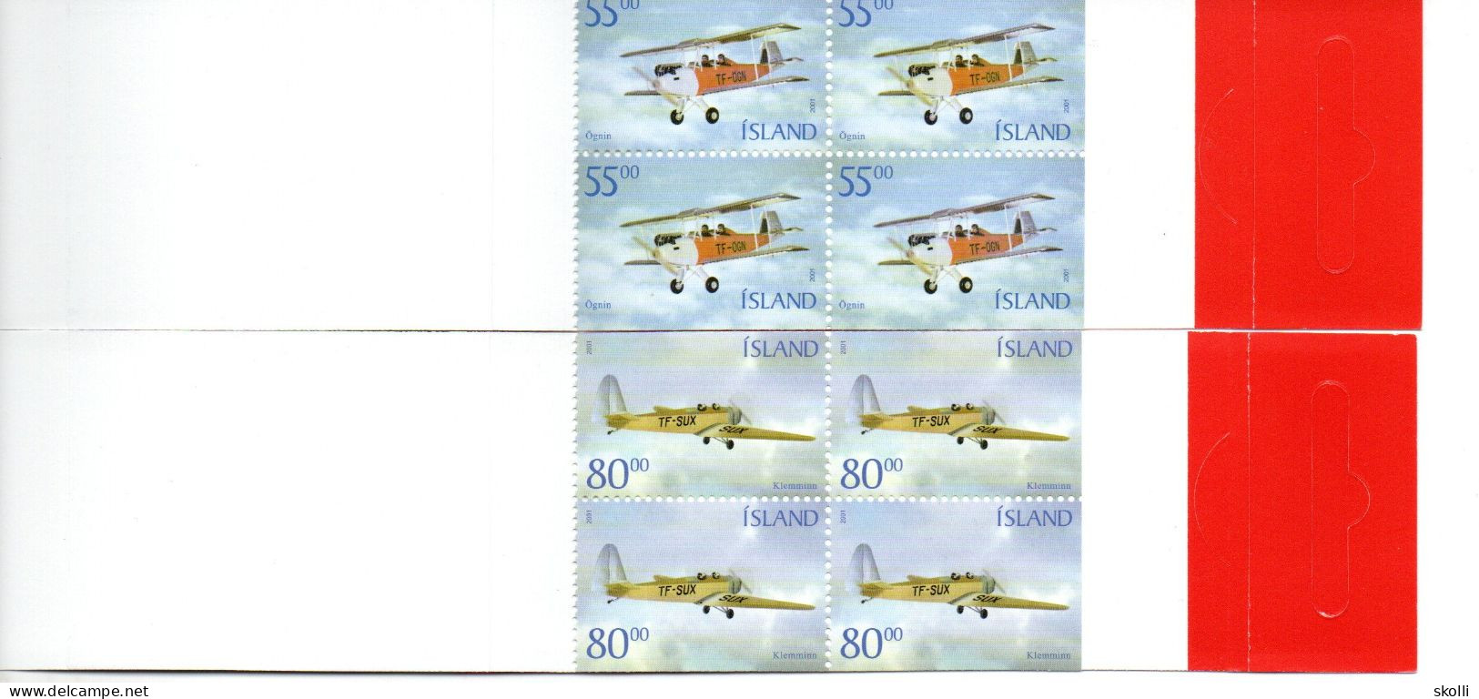 ICELAND. 2001.Aeroplanes Booklet - Libretti