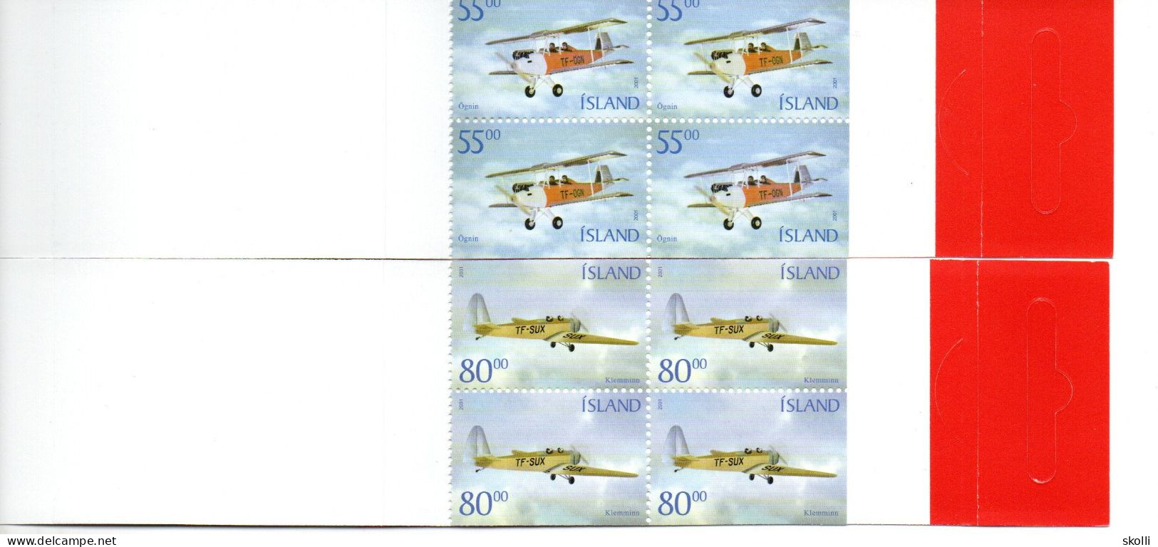 ICELAND. 2001.Aeroplanes Booklet - Booklets
