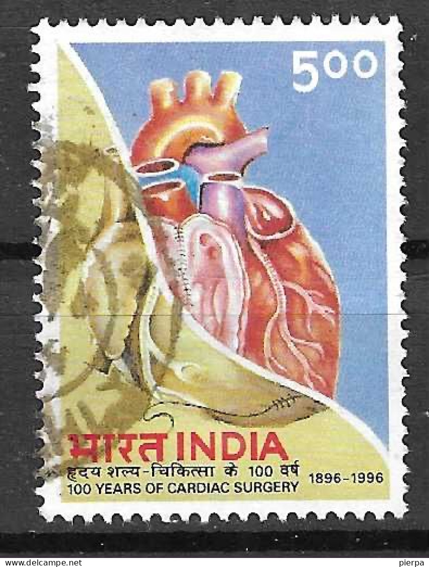 INDIA - 1996 - CHIRUGIA CARDIOLOGICA  - USATO (YVERT 1301A- MICHEL 1490) - Gebraucht