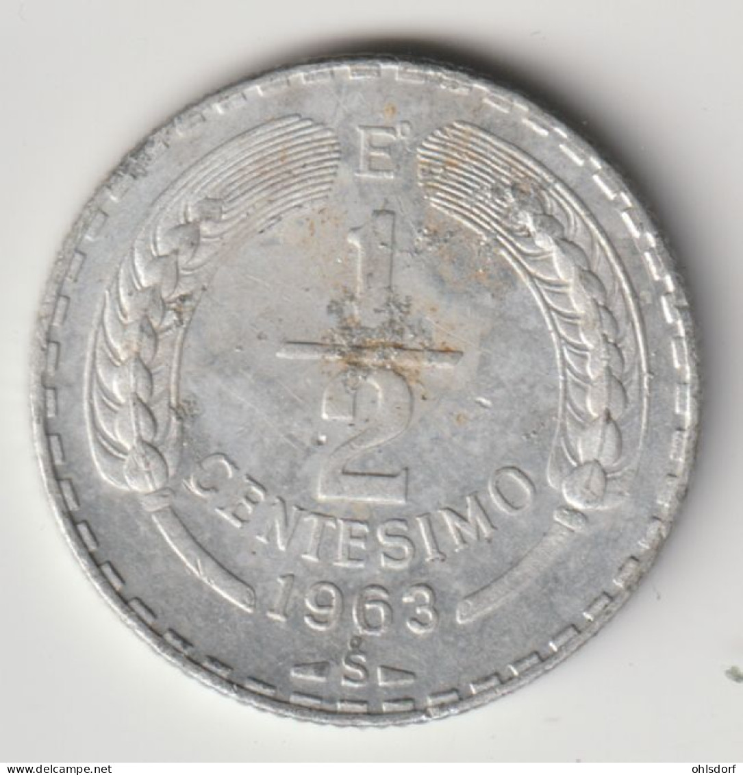 CHILE 1963: 1/2 Centesimo, KM 192 - Chile