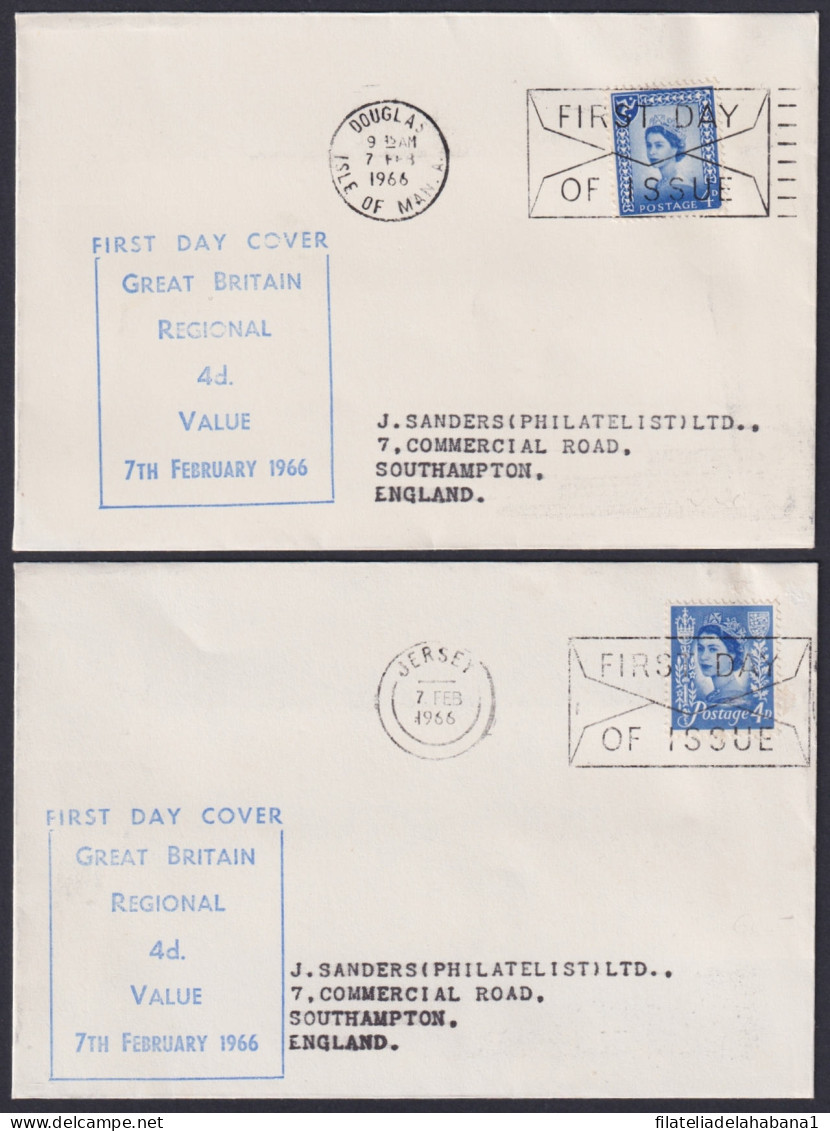 F-EX45833 ENGLAND UK FDC 1966 REGIONAL COVER JERSEY MAN SCOTLAND WALLES IRELAND.  - 1952-1971 Dezimalausgaben (Vorläufer)