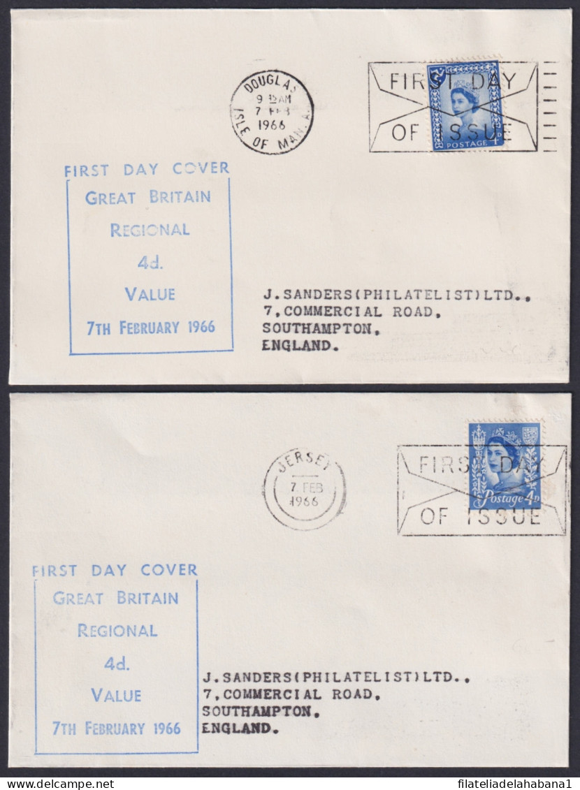 F-EX45833 ENGLAND UK FDC 1966 REGIONAL COVER JERSEY MAN SCOTLAND WALLES IRELAND.  - 1952-1971 Pre-Decimal Issues