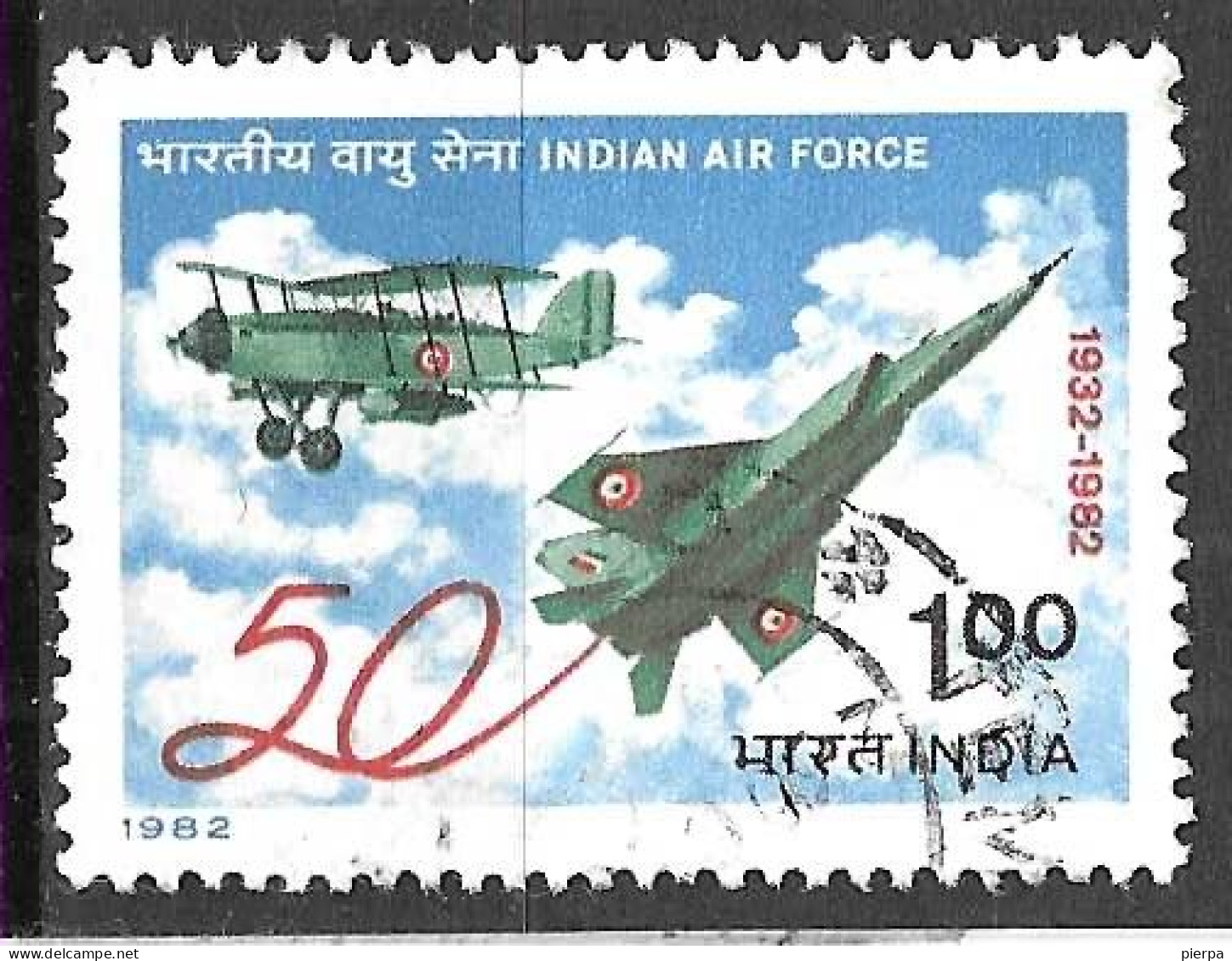 INDIA - 1982 - 50° FORZE AEREE  - USATO (YVERT 729- MICHEL 918) - Gebruikt