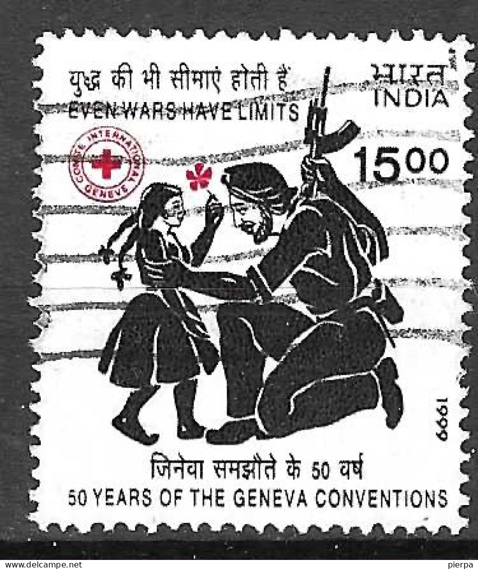 INDIA - 1999 - 50° CONVENZIONE DI GINEVRA  - USATO (YVERT 1460 - MICHEL 1593) - Gebraucht