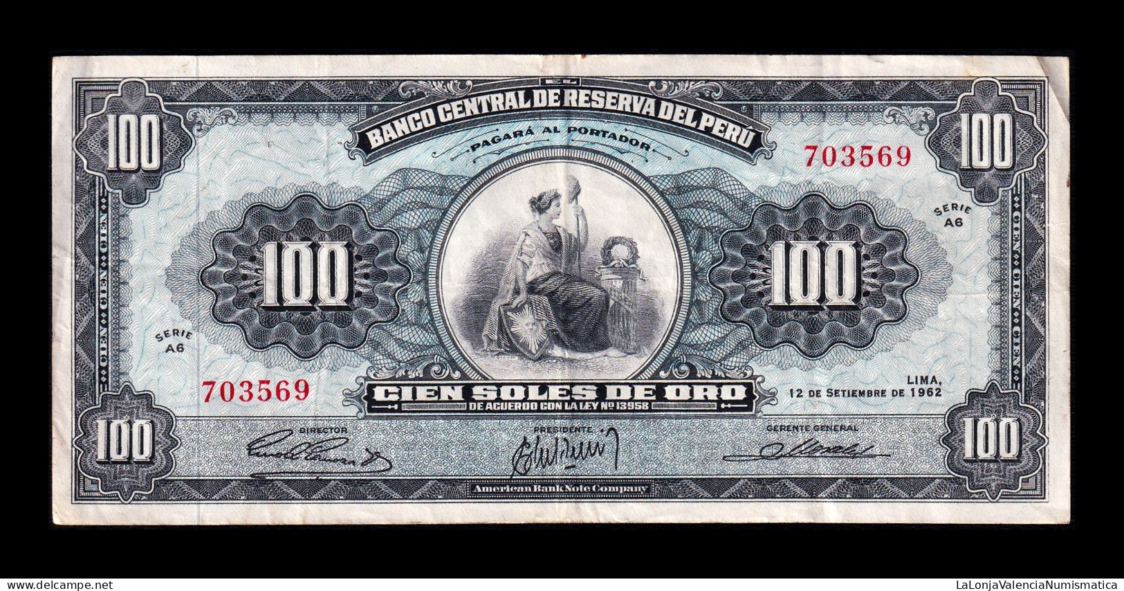 Perú 100 Soles De Oro 1962 Pick 90a Mbc/+ Vf/+ - Perú