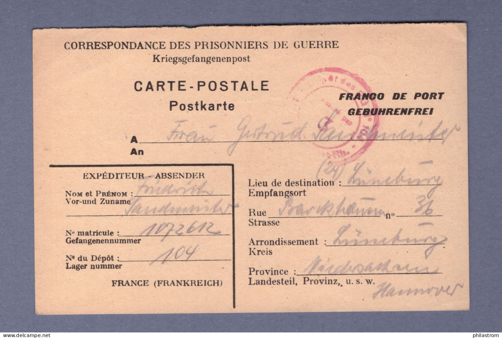 Kriegsgefangenenpost - Postkarte (3198AGH-078) - Prigionieri