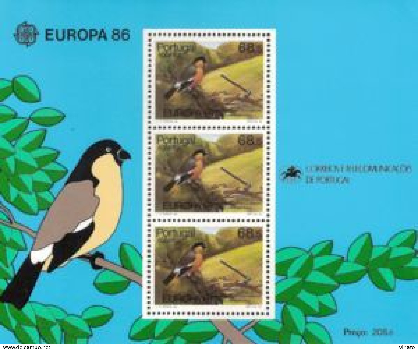 Açores 1986 (MNH) (Mi BL7) - Azores Bullfinch (Pyrrhula Murina) - Collections, Lots & Series