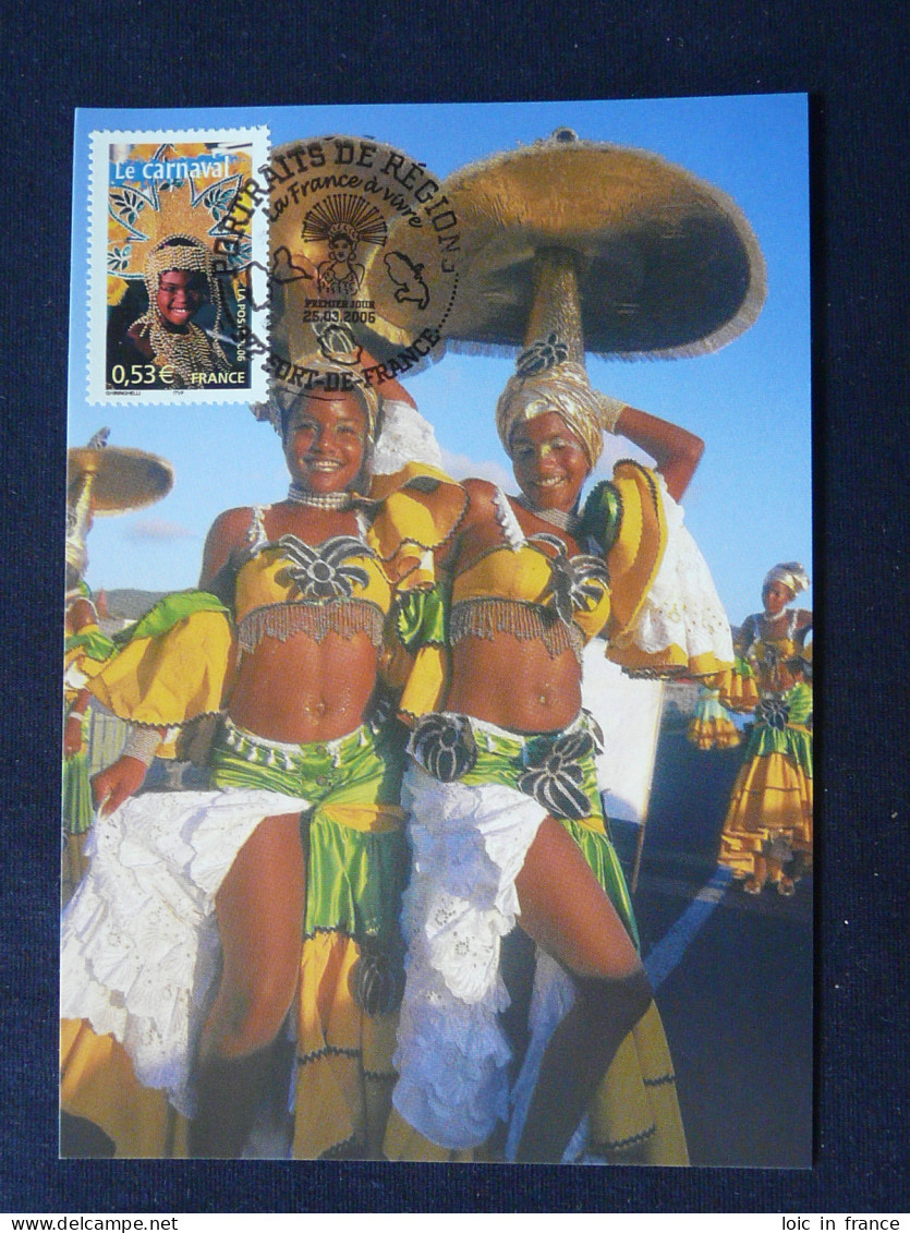 Carte Maximum Card Portraits De Régions Carnaval De Martinique Carnival France 2006 - Carnival